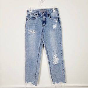 Joe's jeans mid rise distressed straight leg ankle jeans